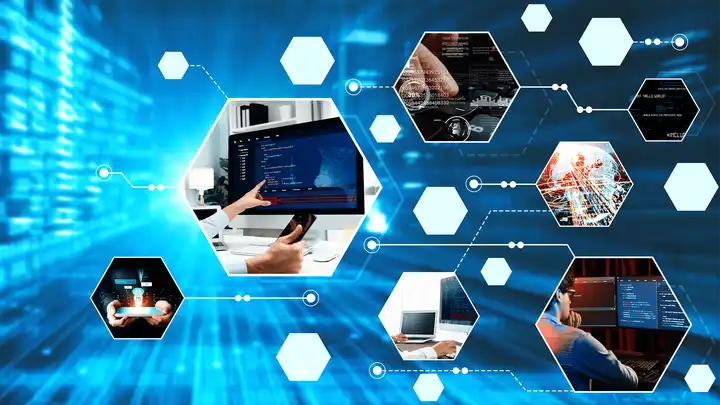 honeycomb tiles showing IT careers