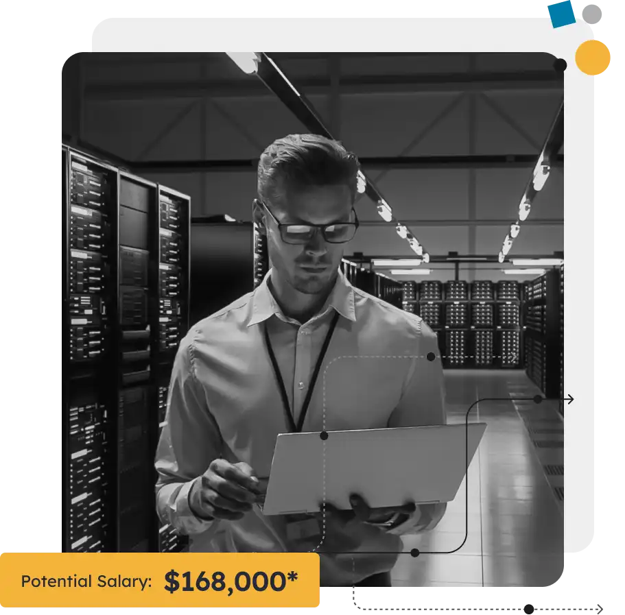 concentrating man using laptop, potential salary $168,000
