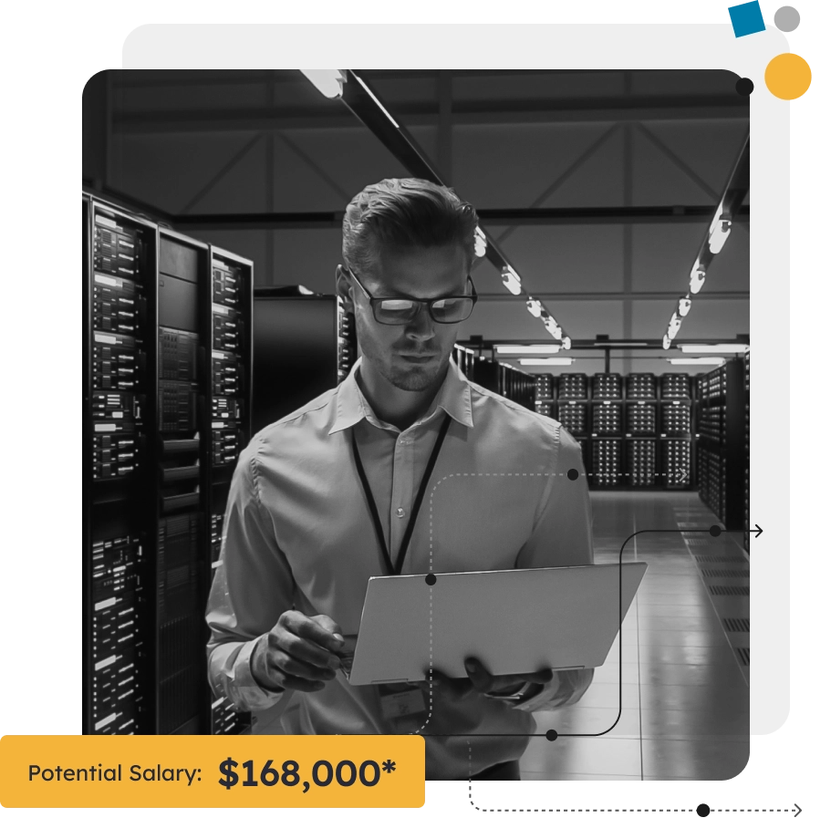 concentrating man using laptop, potential salary $168,000
