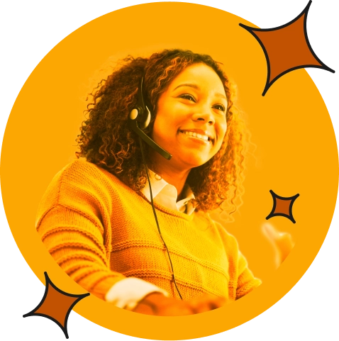 happy woman working in IT field