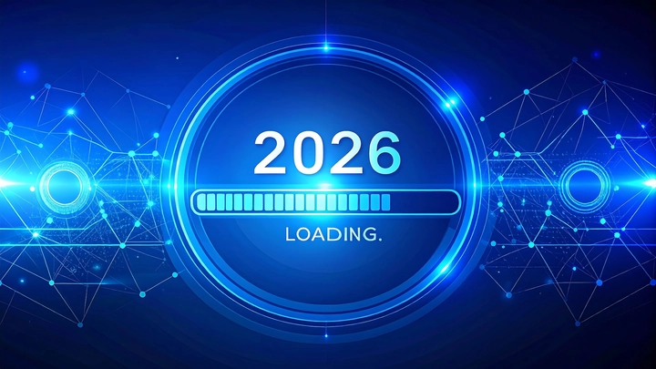 The words "2026 loading" floating above a cyber background with a loading bar almost full